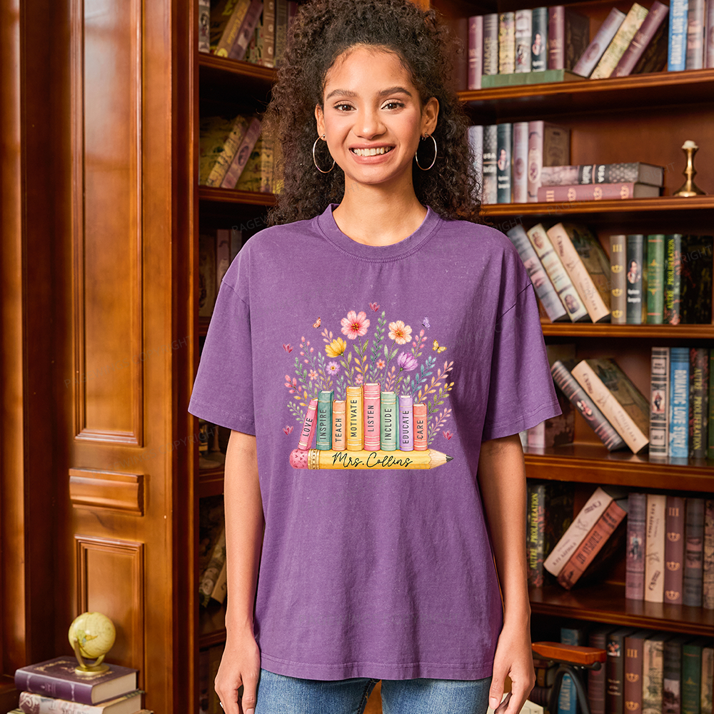Pagewings Wildflower Books Unisex Washed T-shirt