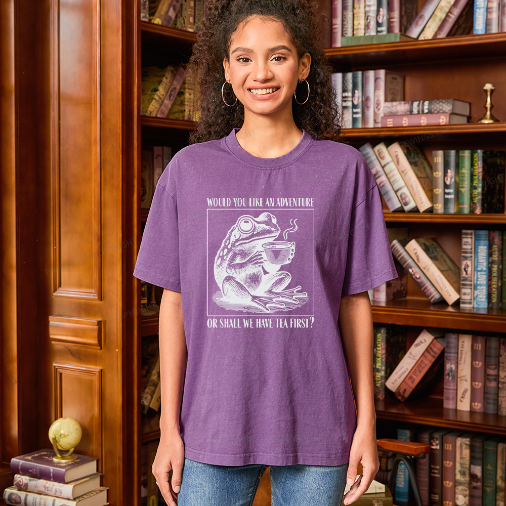 Pagewings Funny Frog Unisex Washed T-shirt