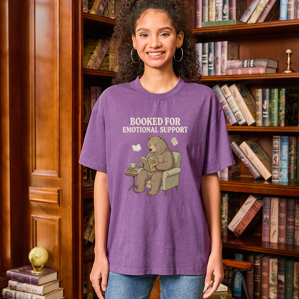 Pagewings Booked For Emotional Support Unisex Washed T-shirt