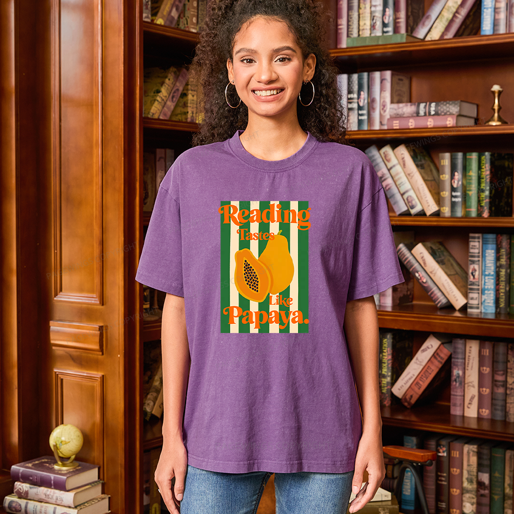 Pagewings Reading Tastes Like Papaya Unisex Washed T-shirt