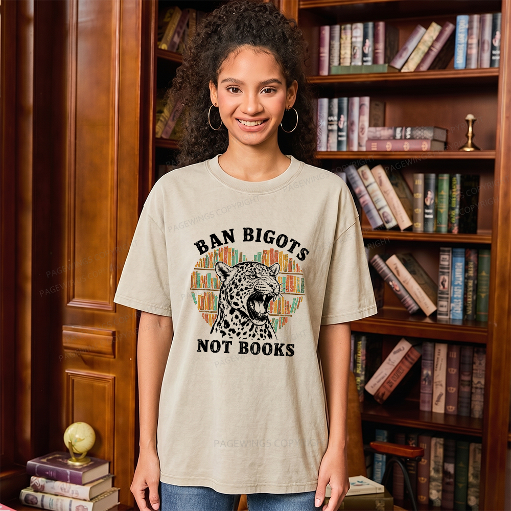 Pagewing Ban Bigots Not Books Unisex Washed T-shirt