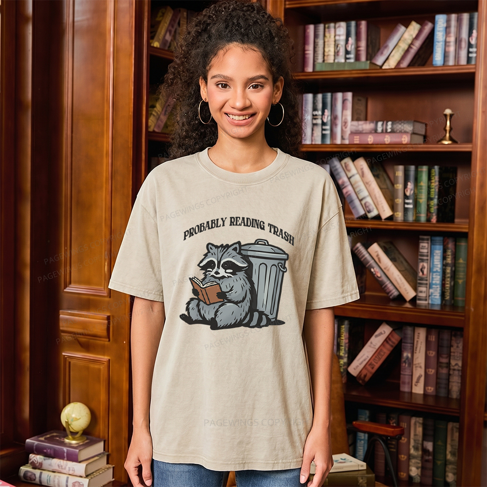 Pagewing Probably Reading Trash Unisex Washed T-shirt