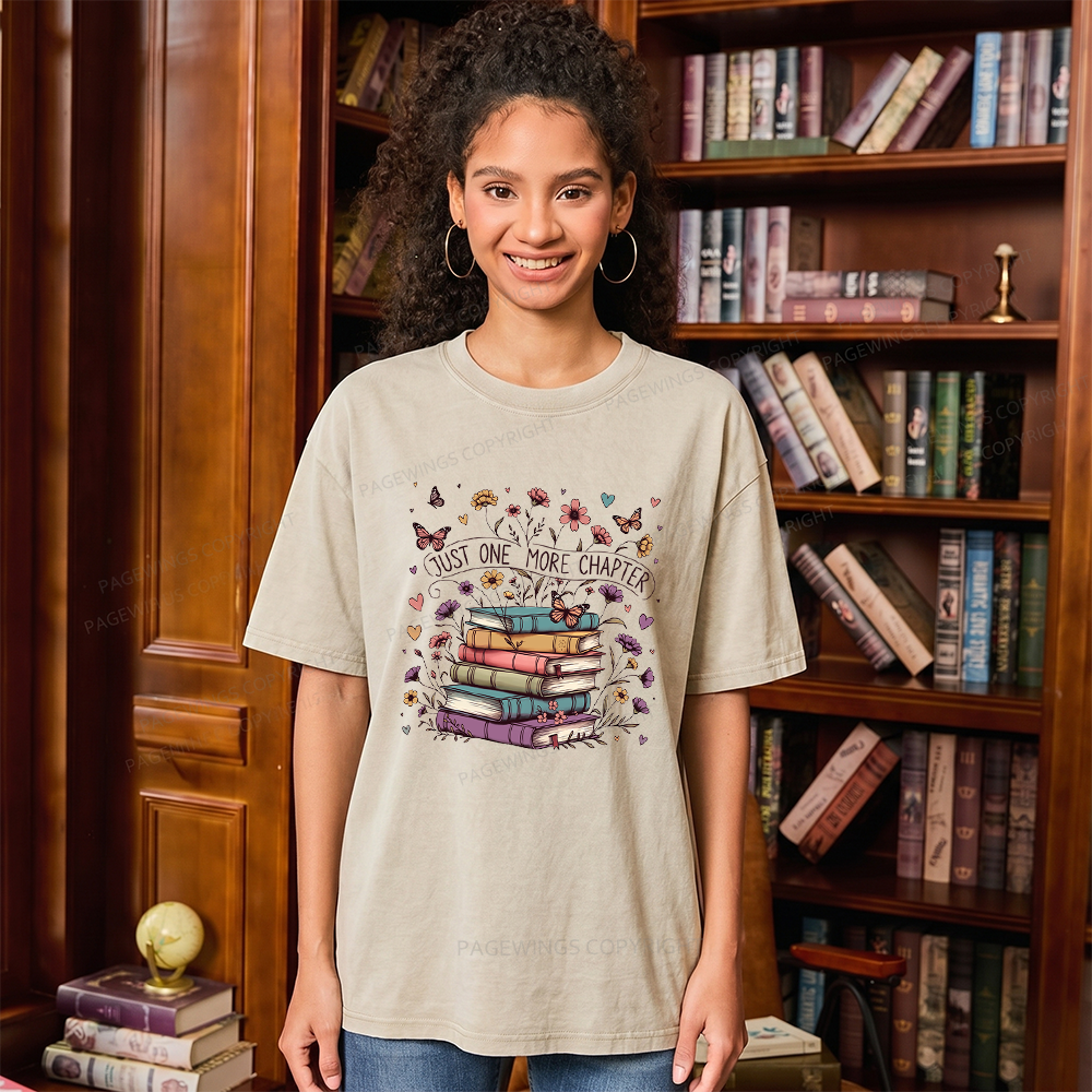 Pagewing Floral Books Unisex Washed T-shirt