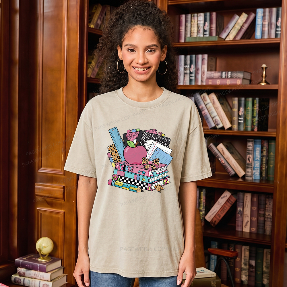 Pagewing Retro School Unisex Washed T-shirt