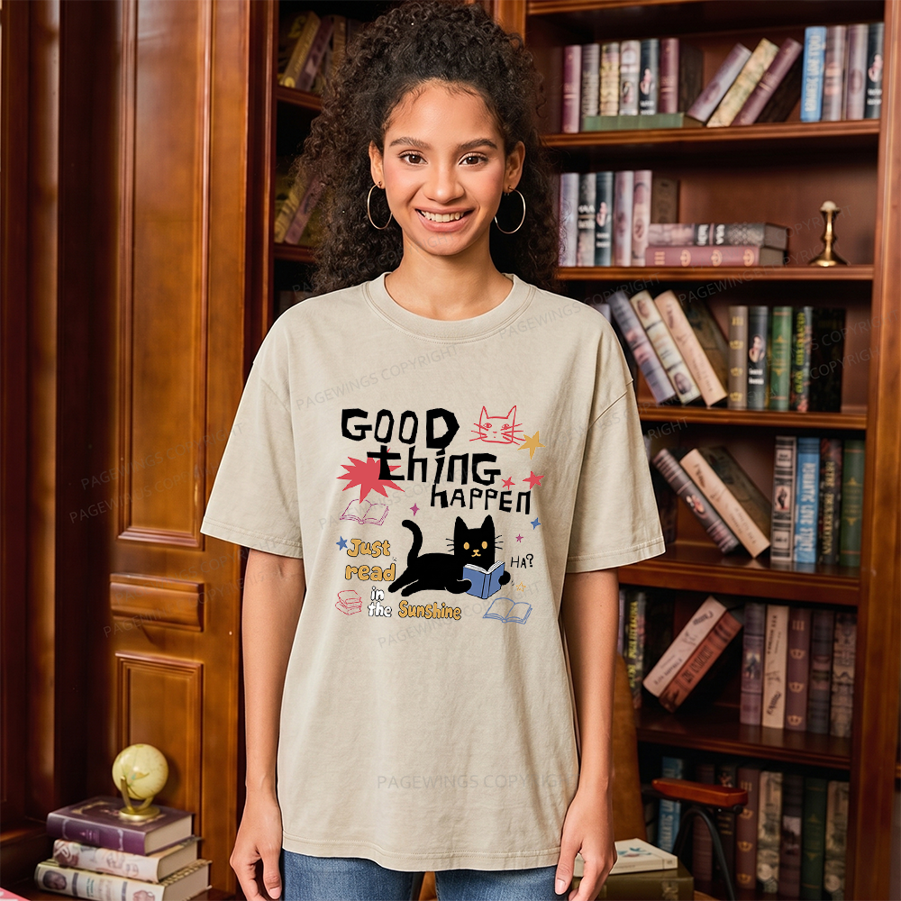 Pagewing Good Thing Happen Weird Unisex Washed T-shirt