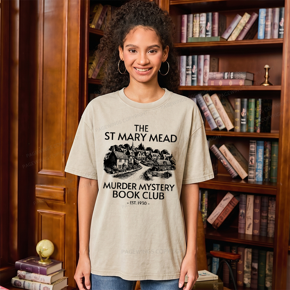Pagewings Murder Mystery Book Club Unisex Washed T-shirt