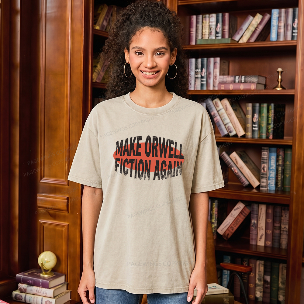 Pagewings Make Orwell Fiction Again Unisex Washed T-shirt