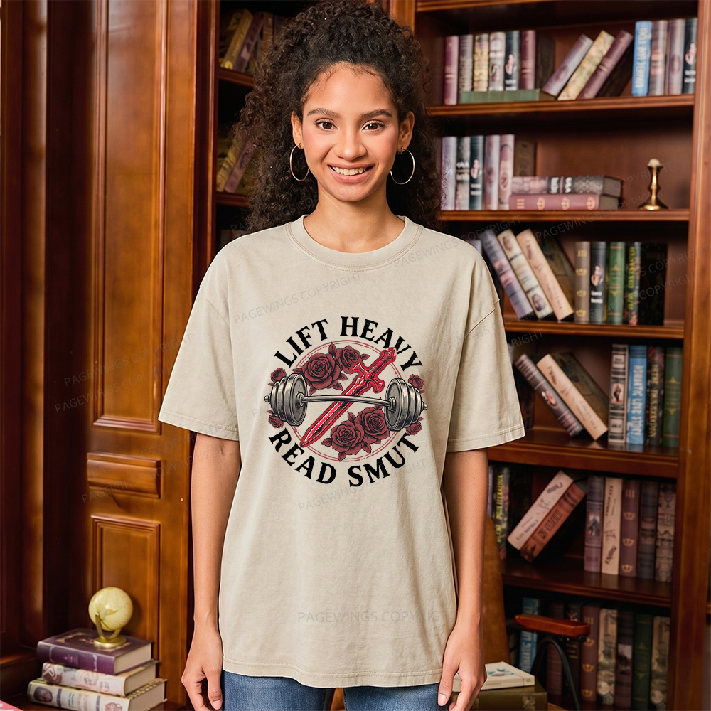 Pagewings Lift Heavy Read Smut Unisex Washed T-shirt
