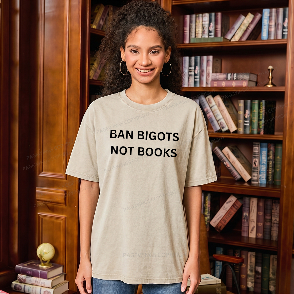 Pagewing Ban Bigots Not Books Unisex Washed T-shirt