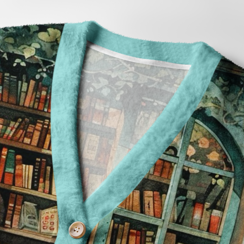 Pagewings Cats Loves Reading Light Knit Unisex Cardigan Sweaters