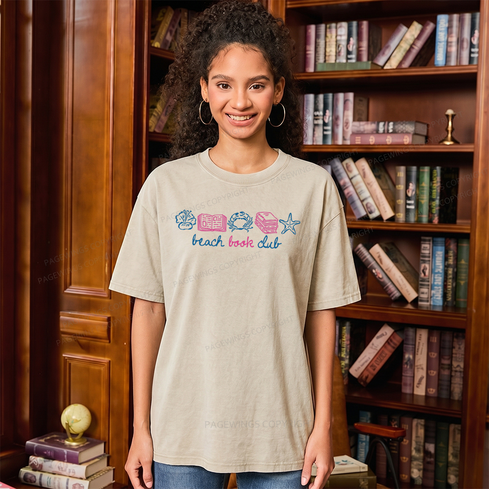 Pagewings Beach Book Club Unisex Washed T-shirt