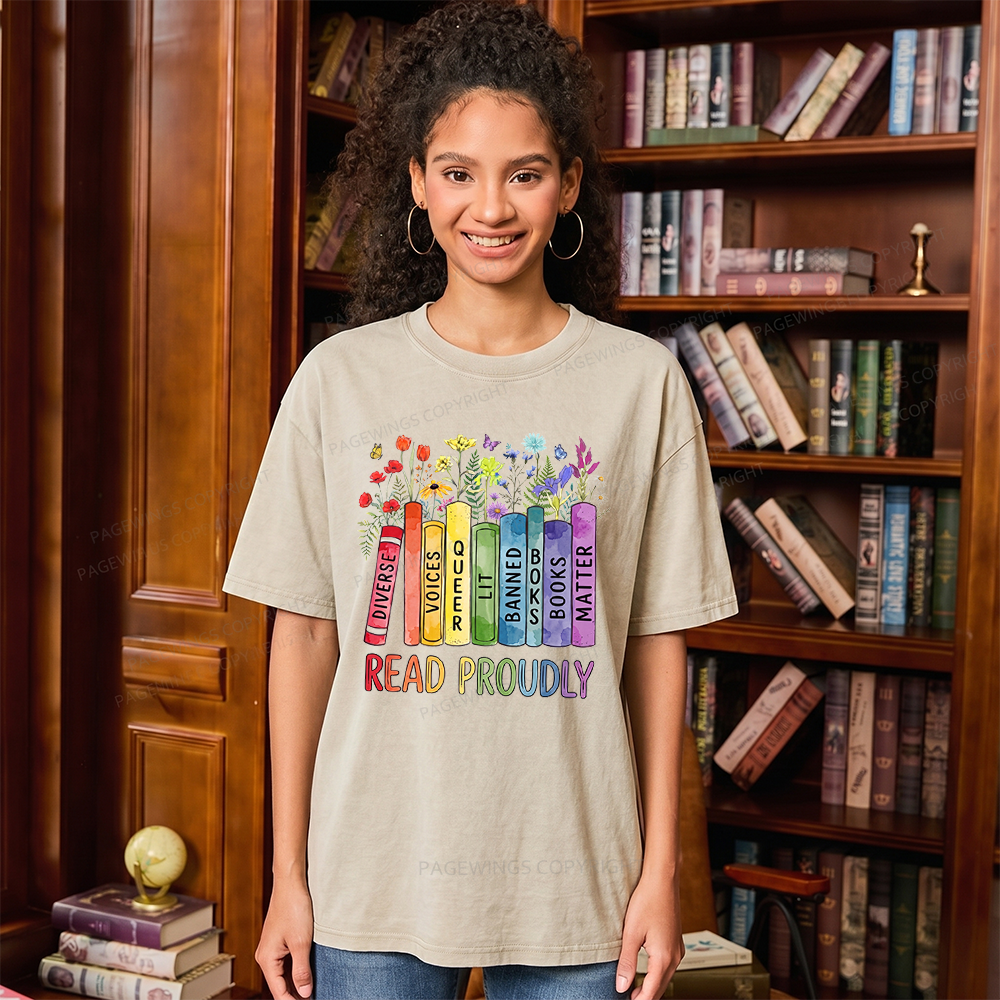 Pagewings Read Proudly Unisex Washed T-shirt