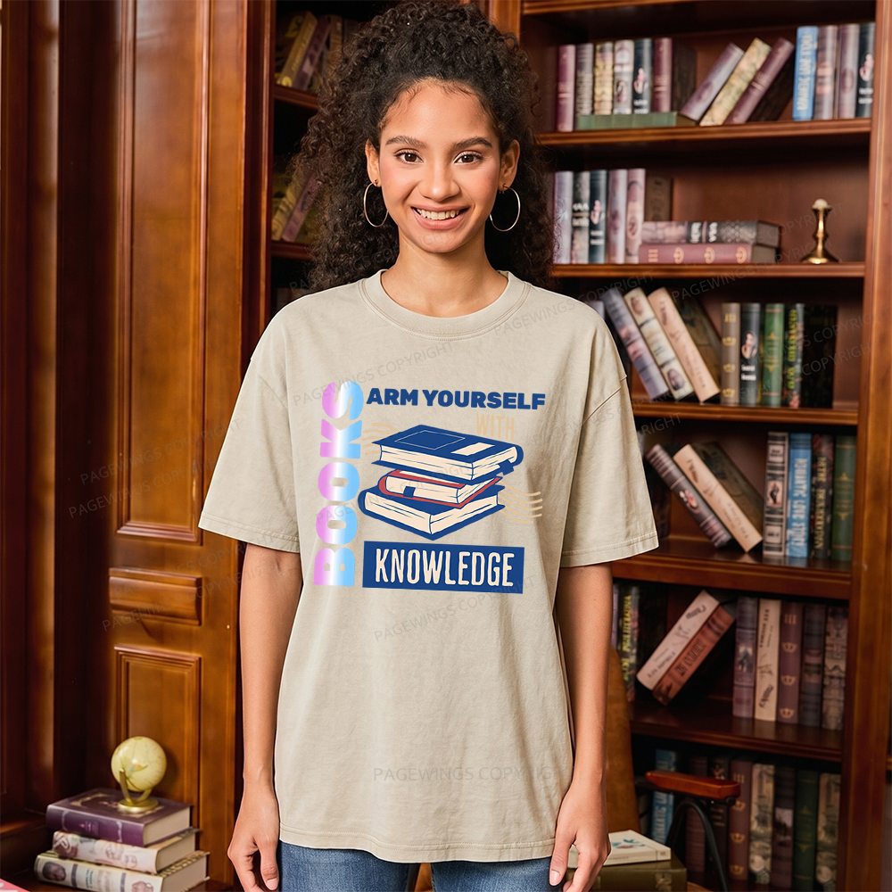 Pagewings Arm Yourself With Knowledge Unisex Washed T-shirt