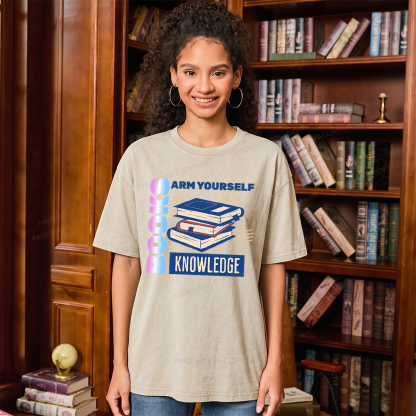 Pagewings Arm Yourself With Knowledge Unisex Washed T-shirt