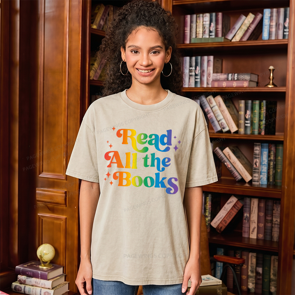 Pagewings Read All the Books Unisex Washed T-shirt