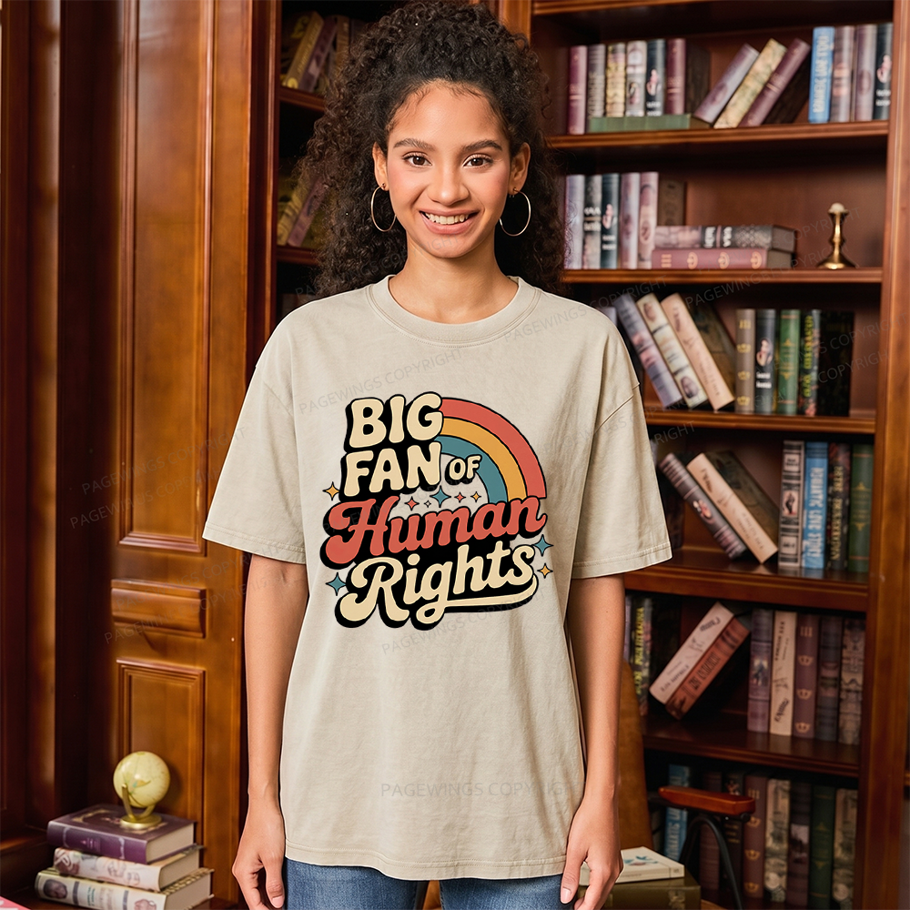 Pagewings Big Fan of Human Rights Unisex Washed T-shirt