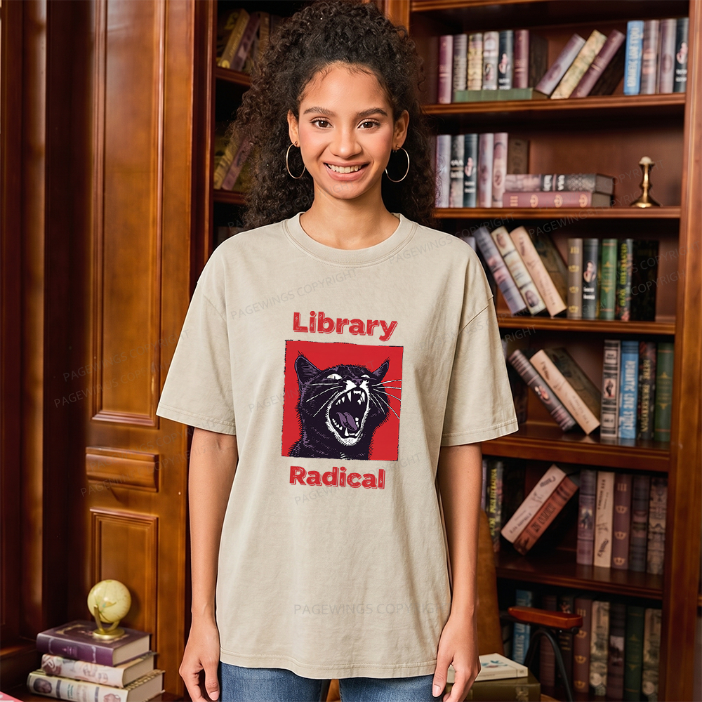 Pagewings Library Radical Unisex Washed T-shirt