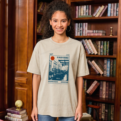 Pagewings Japanese Library Unisex Washed T-shirt