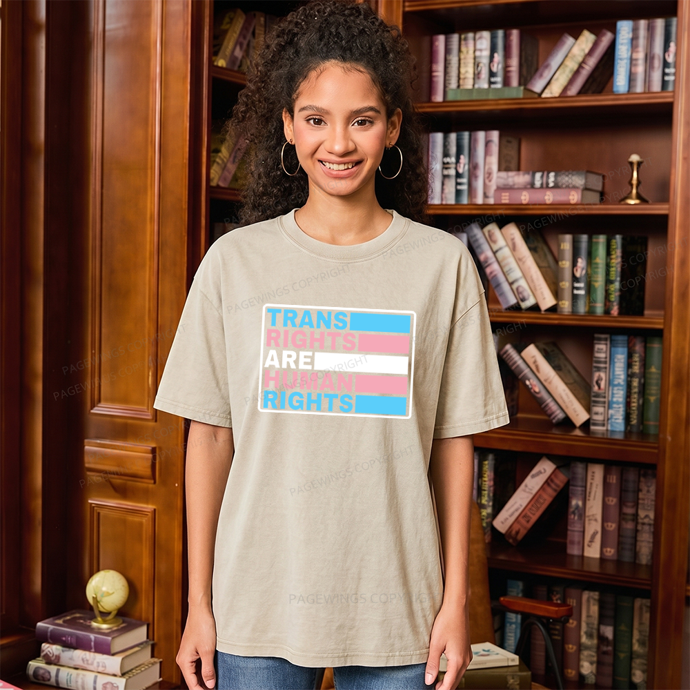 Pagewings Trans Rights Are Human Rights Unisex Washed T-shirt
