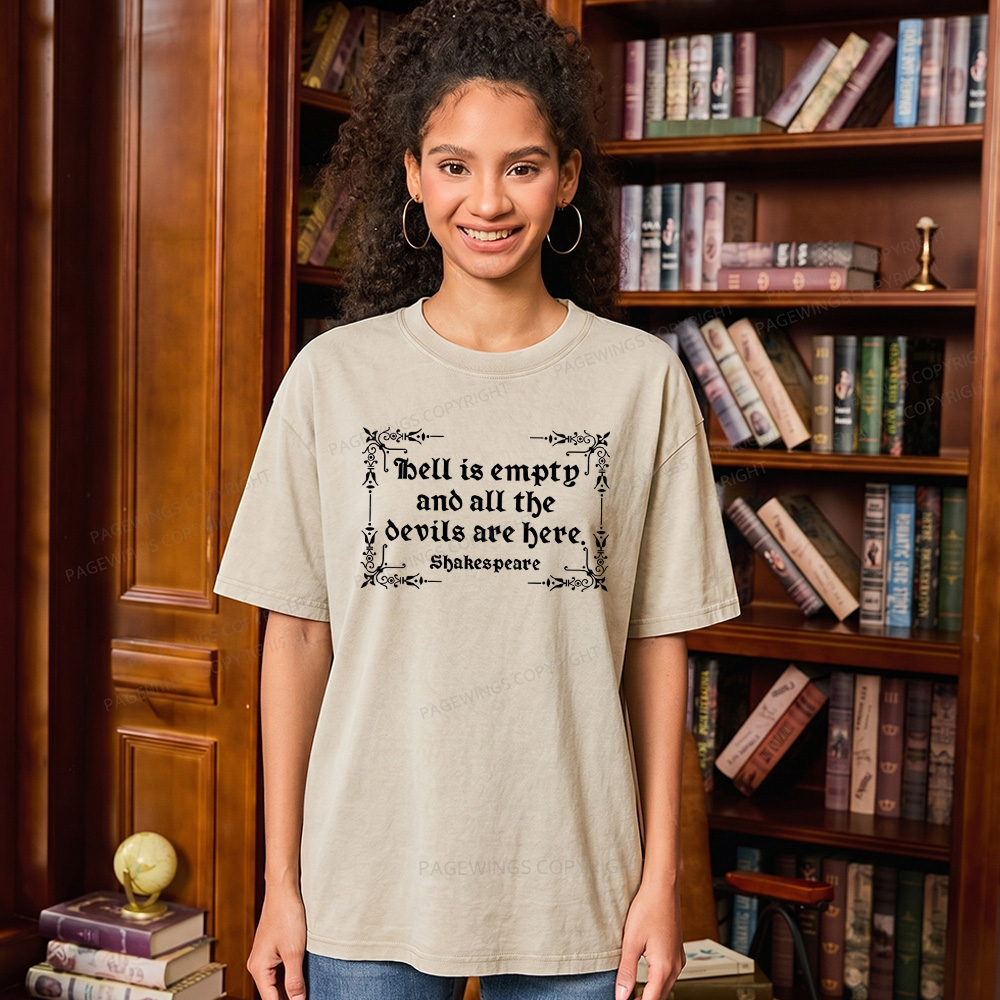 Pagewings Hell Is Empty Unisex Washed T-shirt