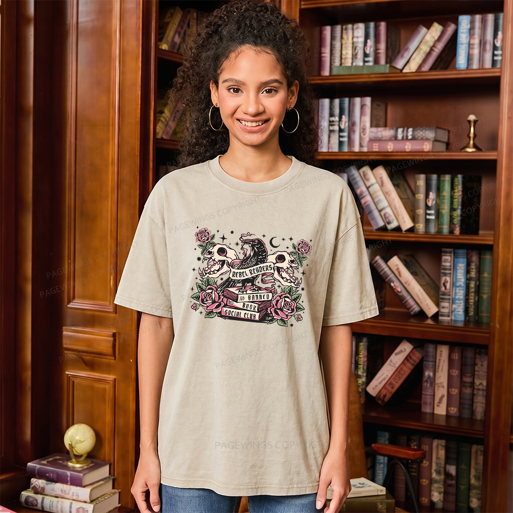Pagewings Rebel Readers Banned Book Social Club Unisex Washed T-shirt