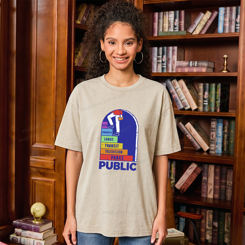 Pagewings Public Library Unisex Washed T-shirt