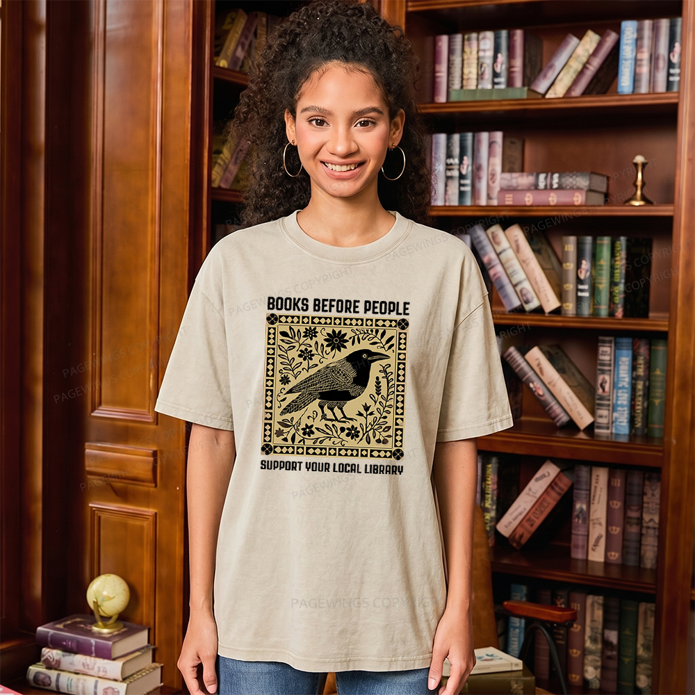 Pagewings Support Your Local Library Unisex Washed T-shirt