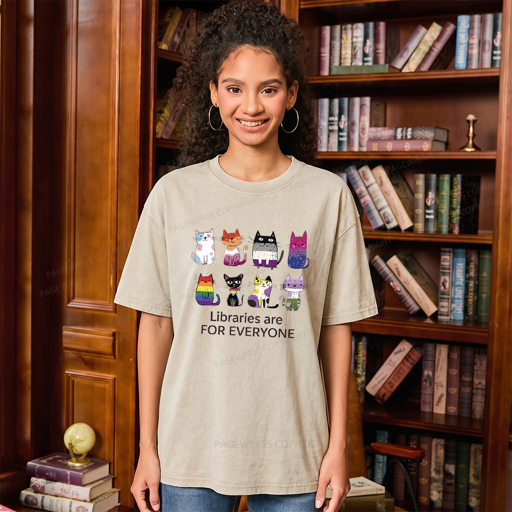 Pagewings Libraries Are For Everyone Unisex Washed T-shirt
