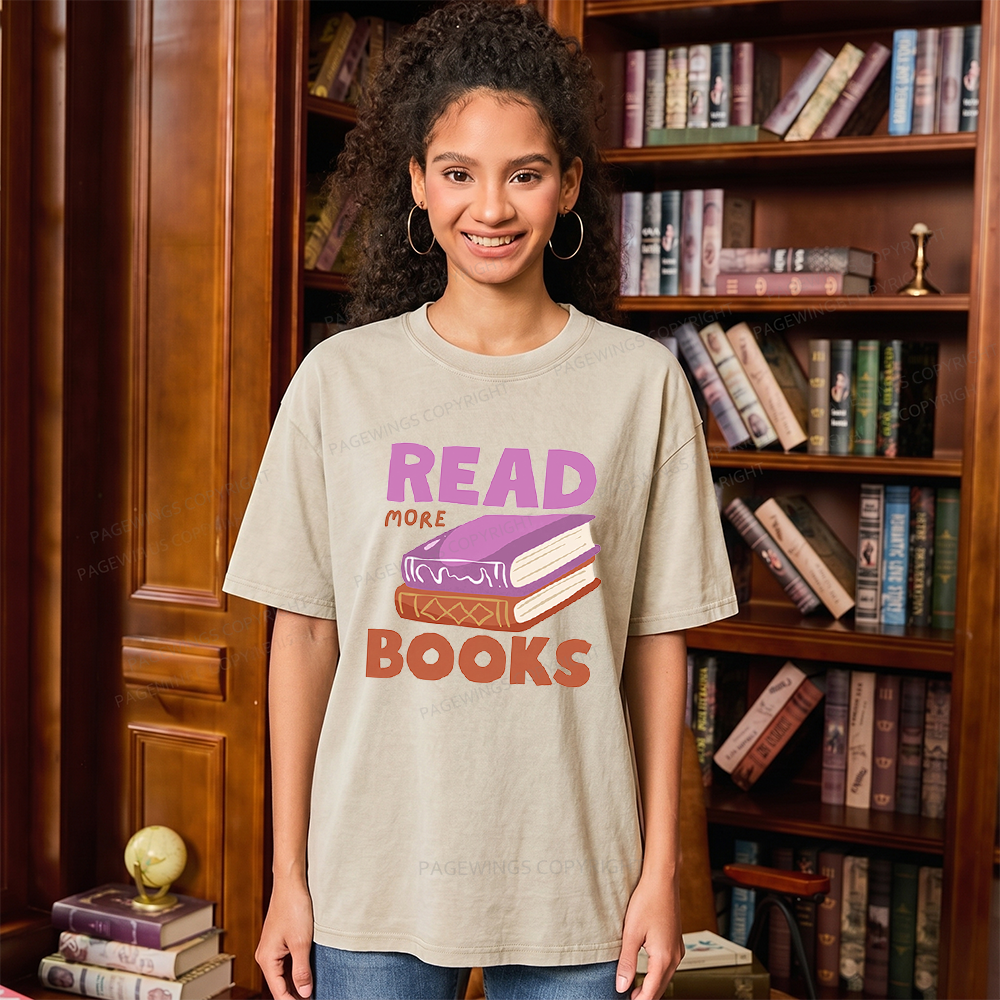 Pagewings Read More Books Unisex Washed T-shirt