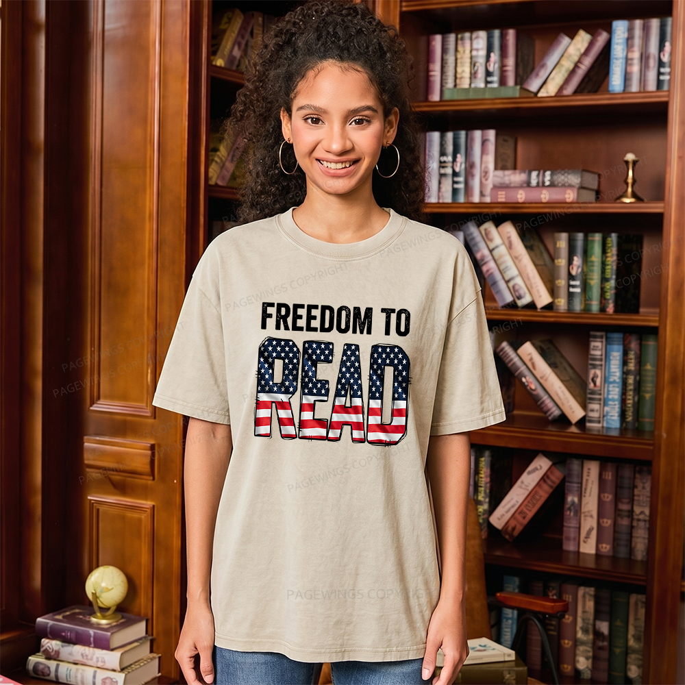 Pagewings Freedom to Read Unisex Washed T-shirt
