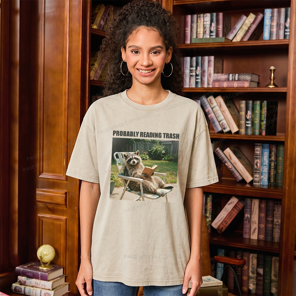 Pagewings Probably Reading Trash Unisex Washed T-shirt