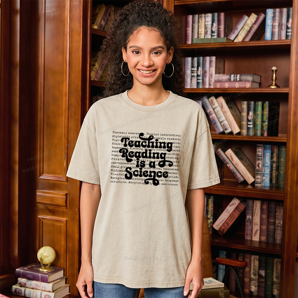 Pagewings Science of Reading Literacy Unisex Washed T-shirt
