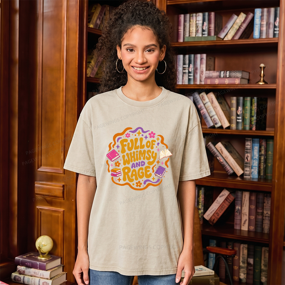 Pagewing Full Of Whimsy And Rage Unisex Washed T-shirt