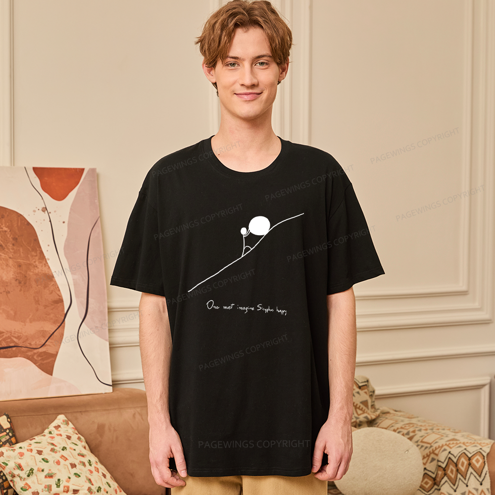 Pagewings One Must Imagine Sisyphus Happy Unisex Classic T-shirt