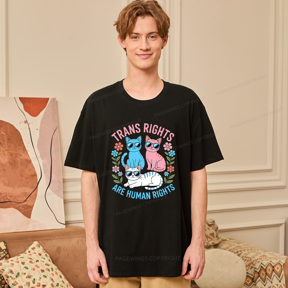 Pagewings Trans Rights Are Human Rights Cat Unisex Classic T-shirt