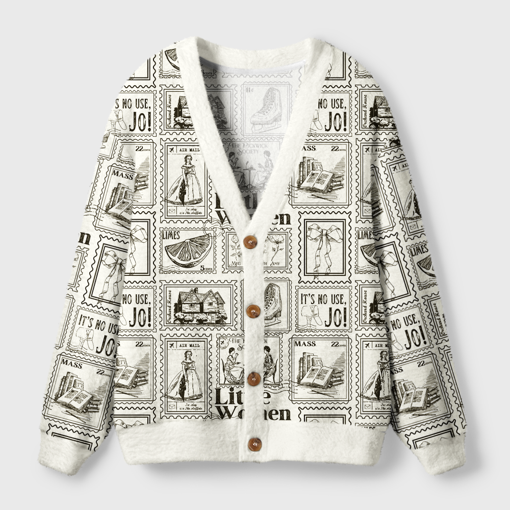 Pagewings Literary Women Light Knit Unisex Cardigan Sweaters