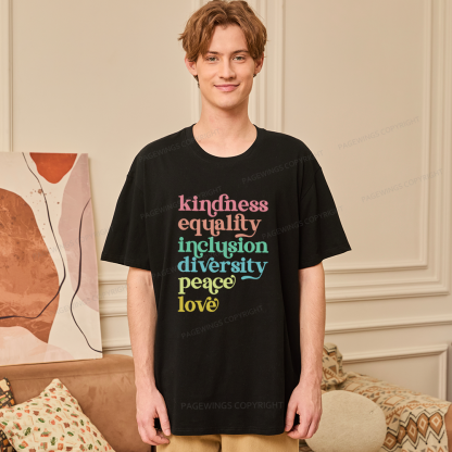 Pagewings Kindness Equality Inclusion Diversity Peace Love Unisex Classic T-shirt