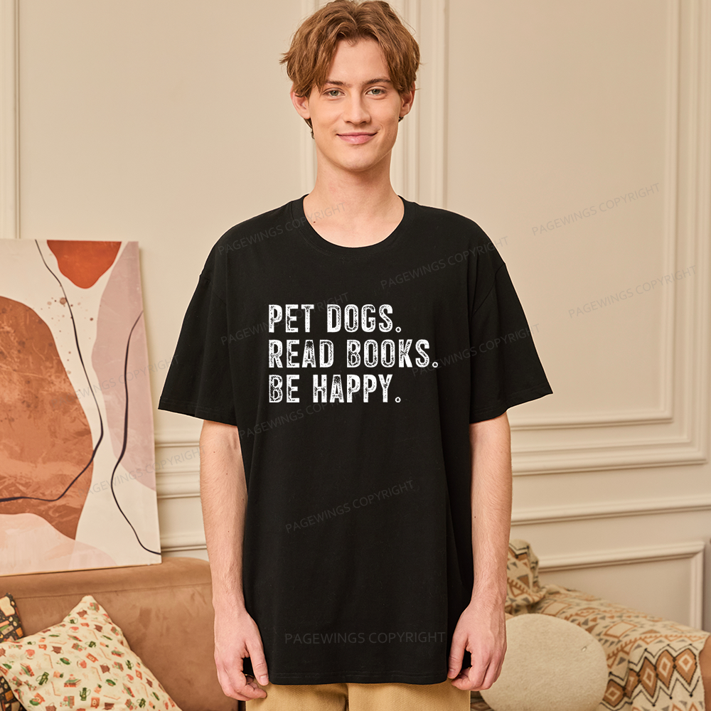 Pagewings Pet Dogs Read Books Be Happy Unisex Classic T-shirt