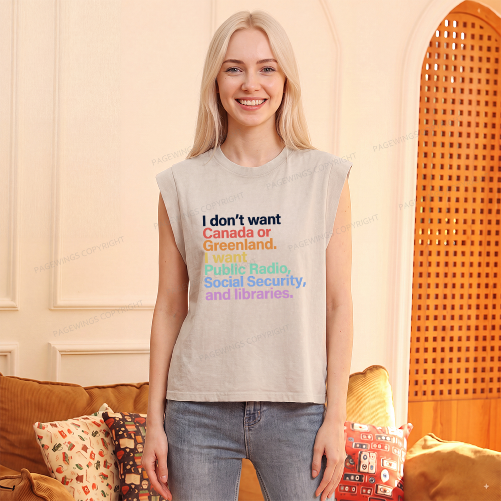 Pagewings I Want Public Libraries Women's Washed Tank Top