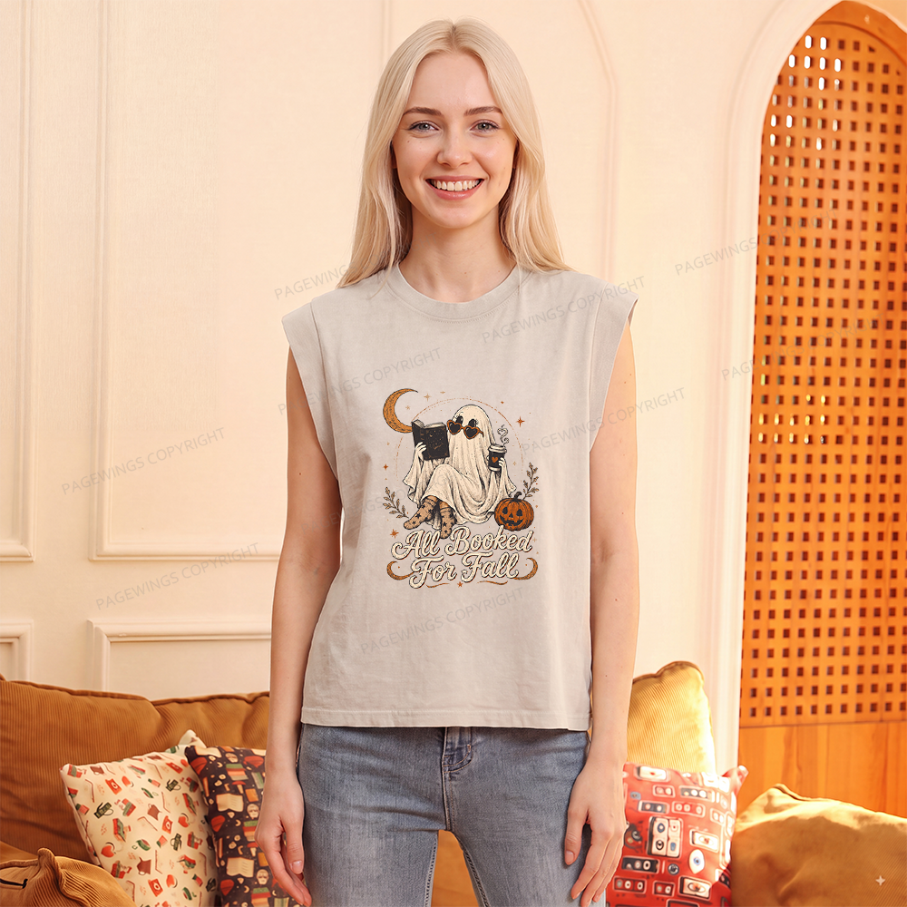 Pagewings Ghost All Booked For Fall Women's Washed Tank Top