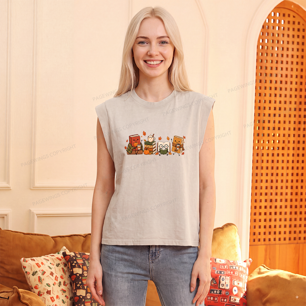 Pagewings Cozy Book Lover Women's Washed Tank Top