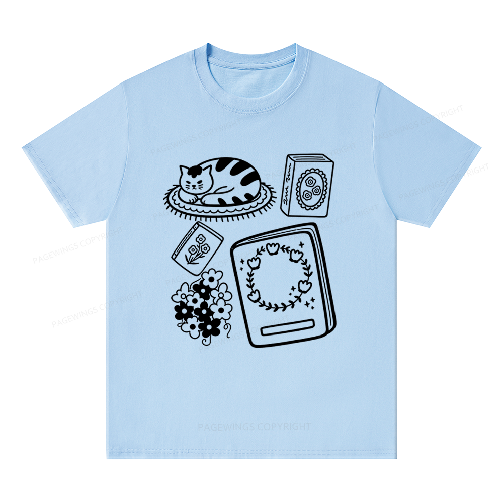 Pagewings Cat And Books Unisex Classic T-shirt
