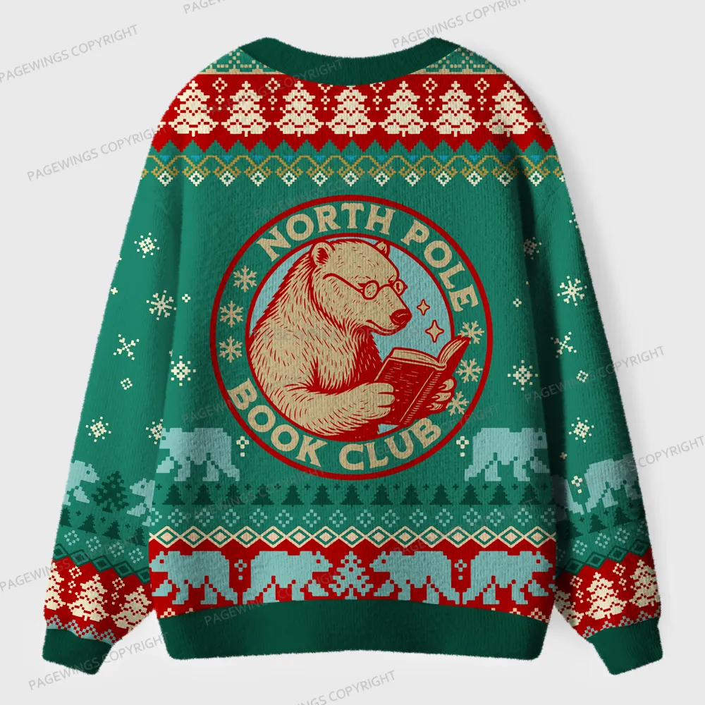 Pagewings North Pole Book Club Unisex Ugly Cardigan Sweaters