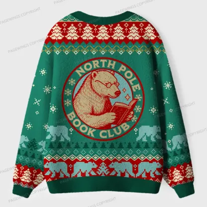 Pagewings North Pole Book Club Unisex Ugly Cardigan Sweaters