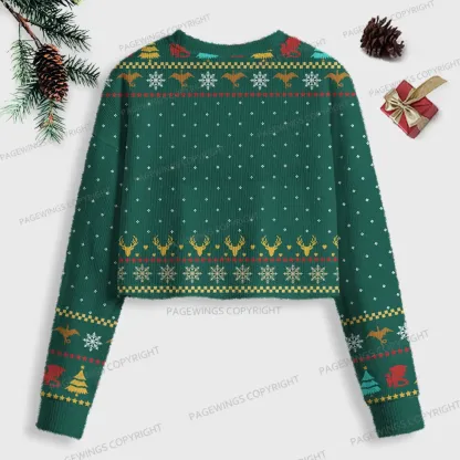 Pagewings Book Dragon Women Ugly Crop Sweatshirt