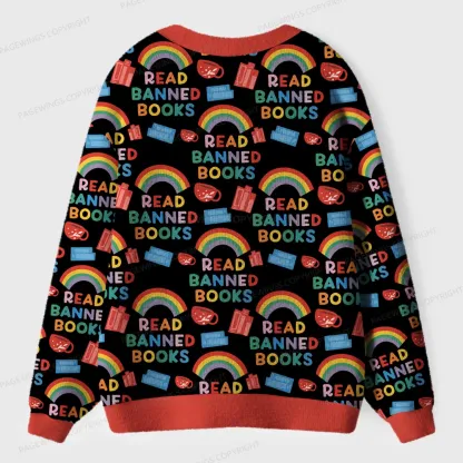 Pagewings Read Banned Books Unisex Ugly Cardigan Sweaters