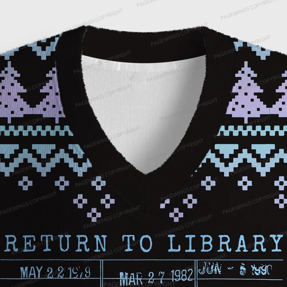 Pagewings Return To Library Unisex V-Neck Ugly Knit Vest