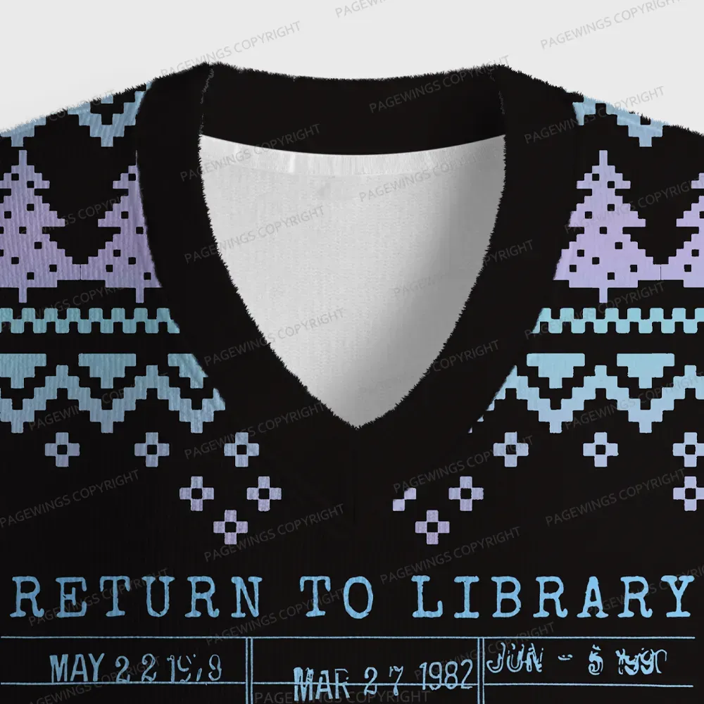 Pagewings Return To Library Unisex V-Neck Ugly Knit Vest