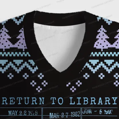 Pagewings Return To Library Unisex V-Neck Ugly Knit Vest