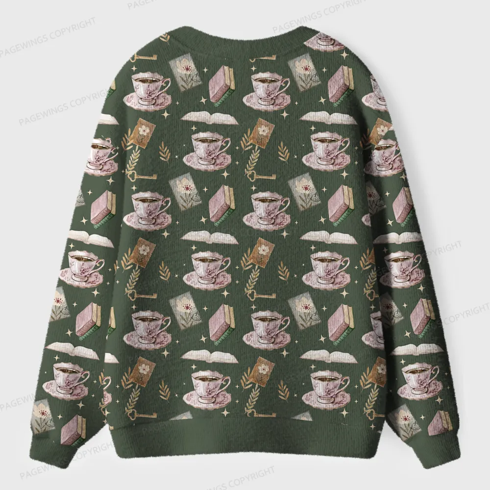 Pagewings I Love Books  Unisex Ugly Cardigan Sweaters